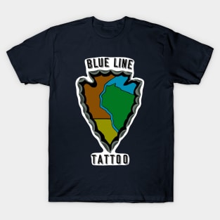 Blue Line Tattoo  Vintage Camp Style Logo T-Shirt